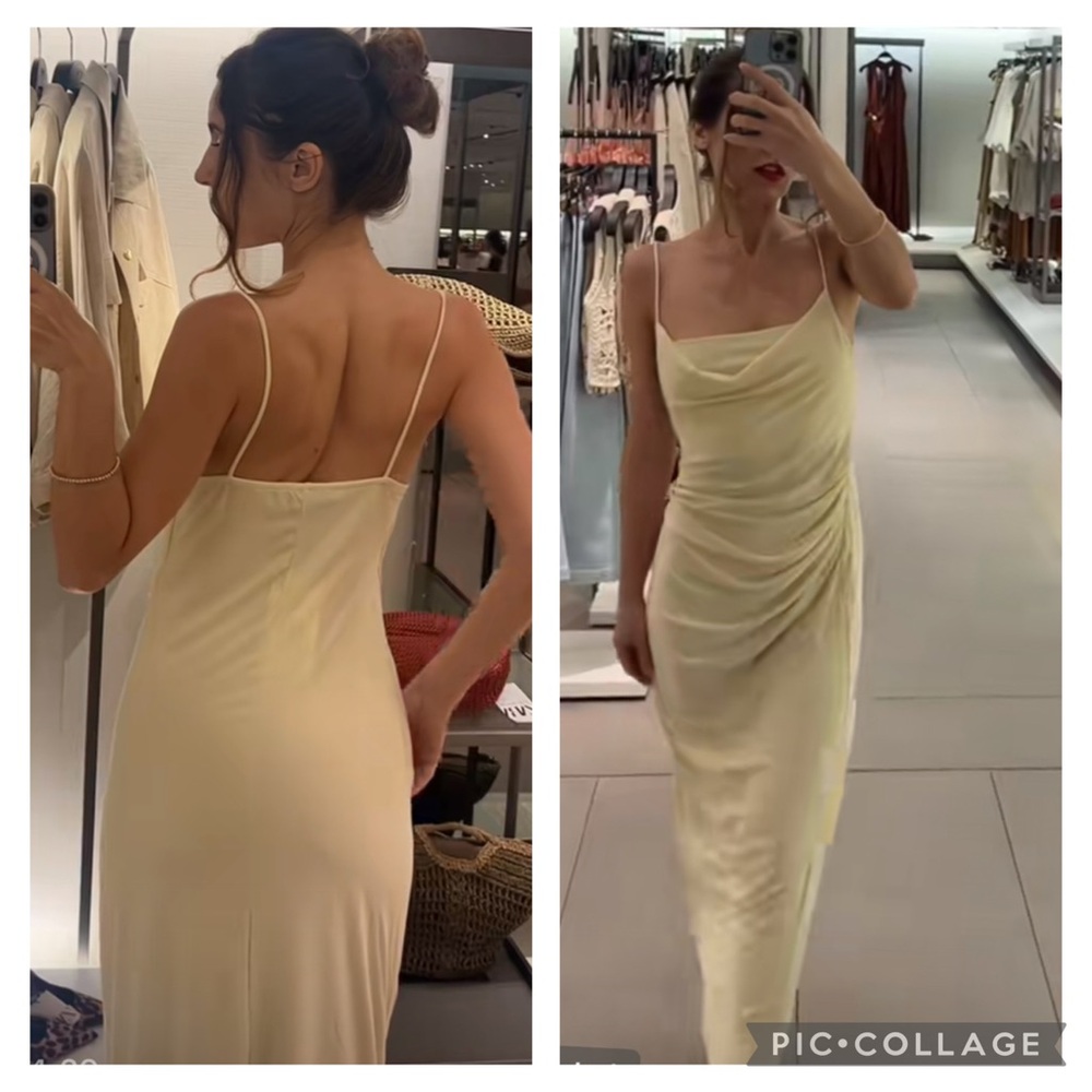 Zara NWT butter yellow midi dress 1165/016 Small - Picture 2 of 5